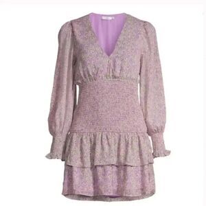 NWT Lush Lavender Floral Smocked Spring Mini Dress Size Medium